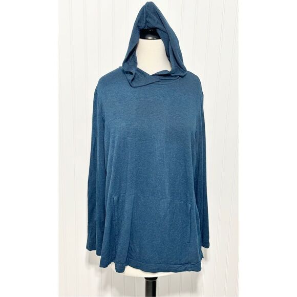 J. Jill Pure Jill‎ Women's Tranquility Fleece Comfort Hoodie Sweater Blue Large - Picture 1 of 10